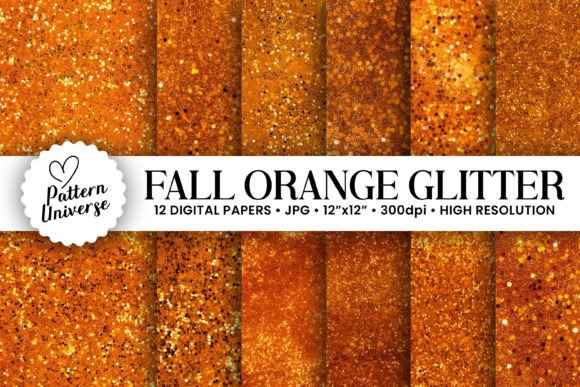 12 Fall Orange Glitter Seamless Backgrounds: Elevate Your Craft Projects