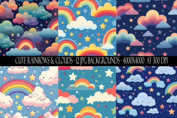 Brighten Projects with Cute Rainbows and Clouds Backgrounds