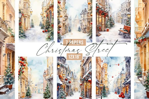 Bring Holiday Magic Home with Watercolor Christmas Street Backgrounds