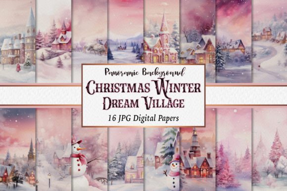 Christmas Winter Panoramic Backgrounds: A Vintage Pink Dream