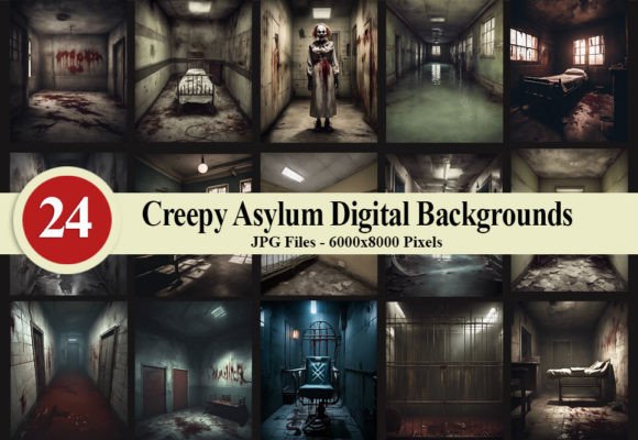 Creepy Asylum Digital Backgrounds V1: Elevate Your Halloween Designs