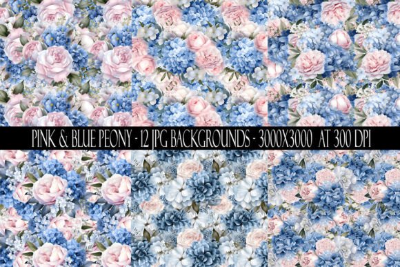 Elegant Pink and Blue Peony Backgrounds for Modern Designers