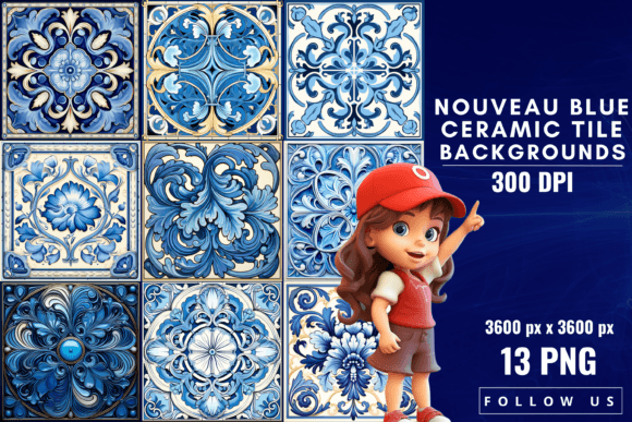 Elevate Your Design With Nouveau Blue Ceramic Tiles Backgrounds