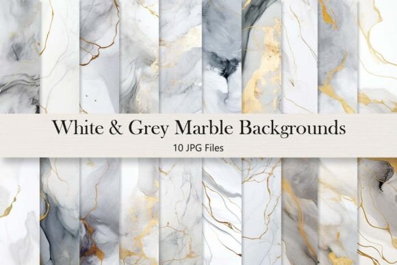 Grey & Gold Glitter Marble Backgrounds for Design