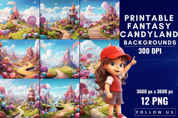 Printable Fantasy Candyland Backgrounds: A Whimsical Design Asset