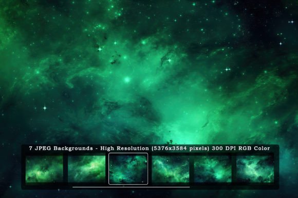 Stellar Green Galaxy Sky Textures for Creative Projects