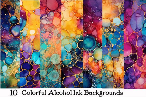 Vibrant Colorful Rainbow Alcohol Ink Backgrounds for Your Projects
