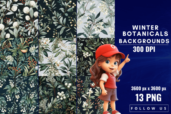 Winter Botanicals Backgrounds: Elegance for Your Projects